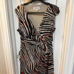 Studio 1 Women's Animal Print Faux Wrap Dress: Size Large